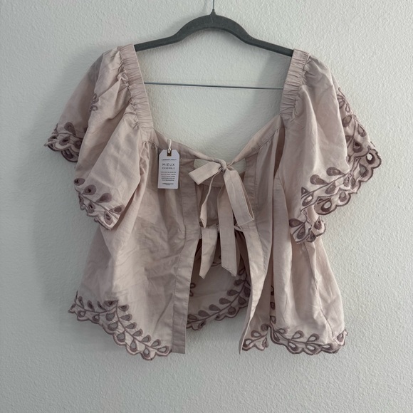 AE Women’s Embroidered Eyelet Dusty Pink Ethereal Fairy Girly Matching Set NWT - Picture 6 of 11